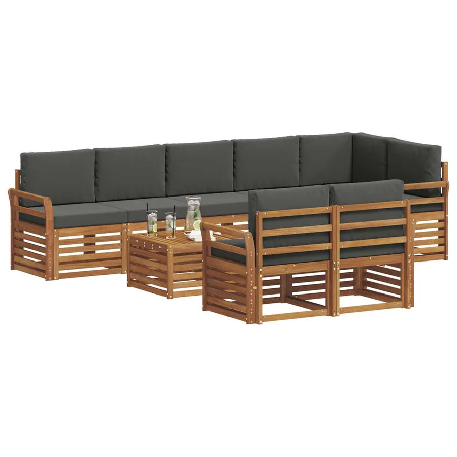 Ensembles de canapés avec coussin 9 pcs Naturel et Anthracite - 3