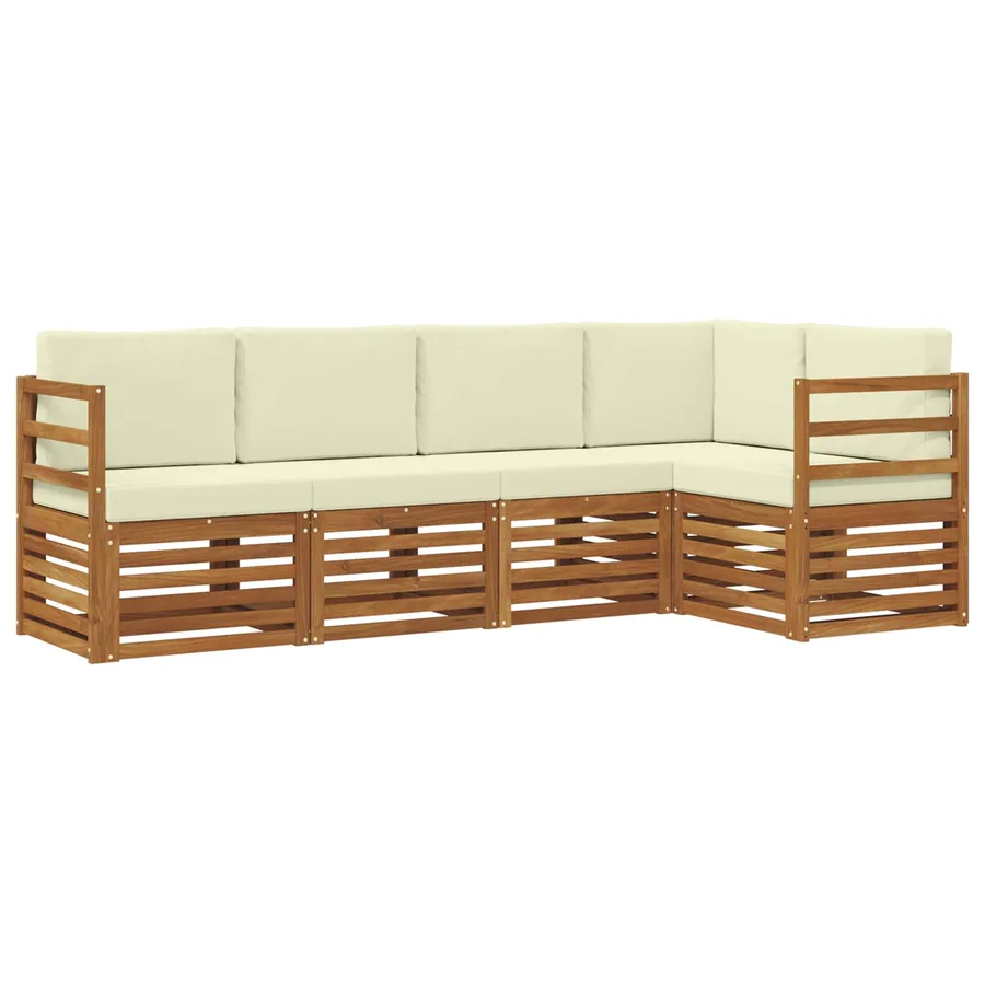 Ensemble de canapé d'angle avec coussin 5 pcs Naturel et Crème - 2