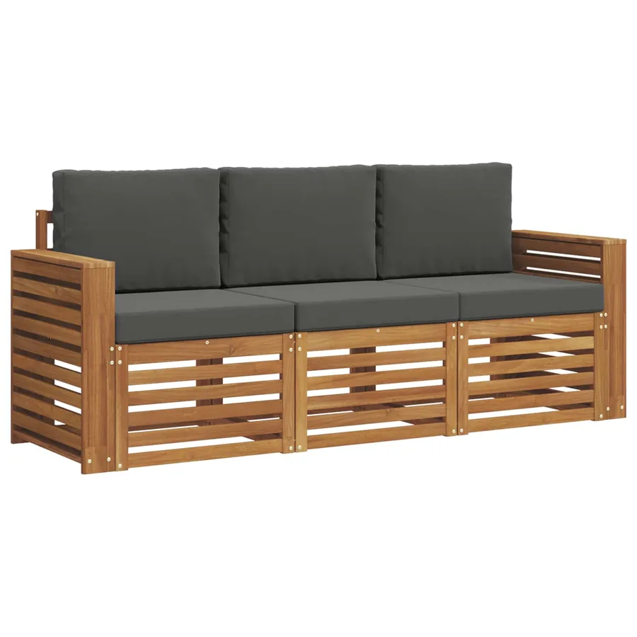 Ensembles de canapés avec coussin 3 pcs Naturel et Anthracite - 2