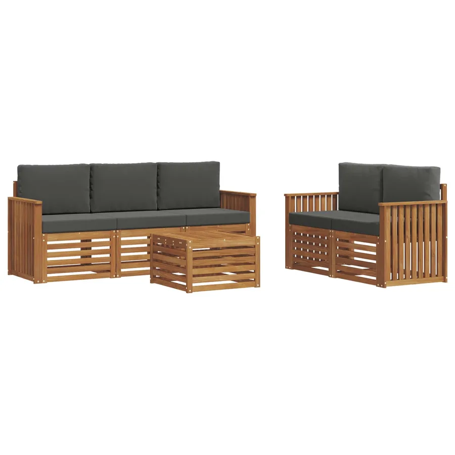 Ensembles de canapés avec coussin 6 pcs Naturel et Anthracite - 2
