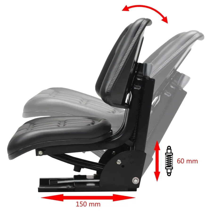 Tractor seat with suspension Black - 7