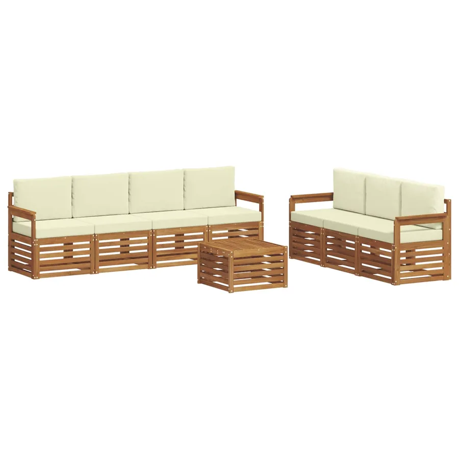 Ensembles de canapés avec coussin 8 pcs Naturel et Crème - 2