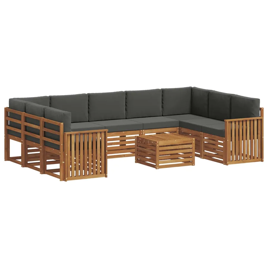 Ensembles de canapés avec coussin 10 pcs Naturel et Anthracite - 2