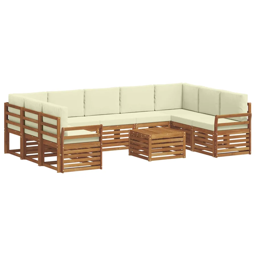 Ensembles de canapés avec coussin 10 pcs Naturel et Crème - 2