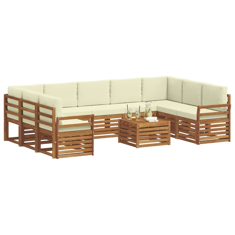 Ensembles de canapés avec coussin 10 pcs Naturel et Crème - 3