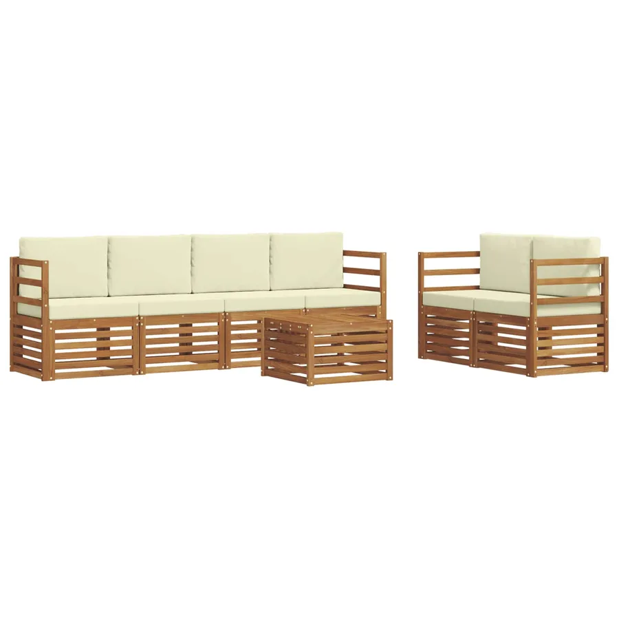 Ensemble de canapés d'extérieur 7 pcs Naturel et Crème - 2