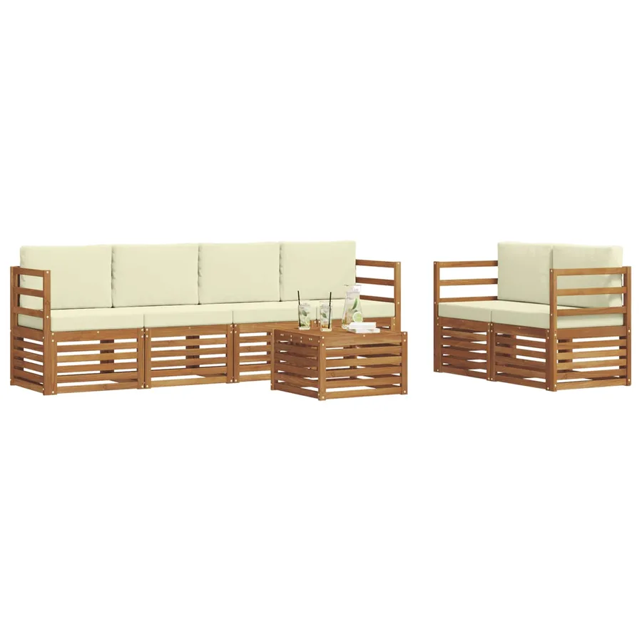 Ensemble de canapés d'extérieur 7 pcs Naturel et Crème - 3