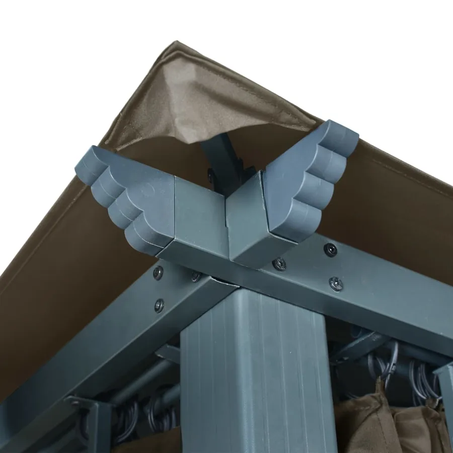 Tonnelle avec rideau et lumières LED 4x3 m Taupe Aluminium - 10