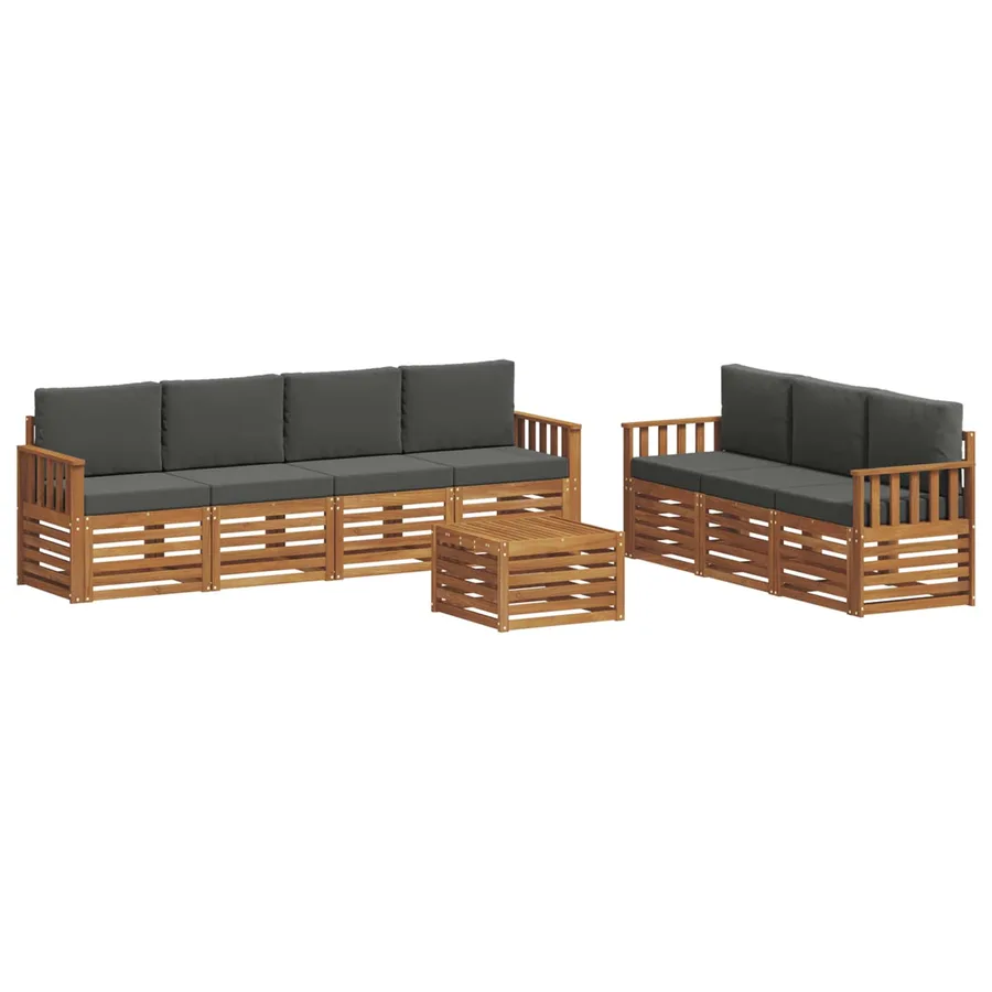 Ensembles de canapés avec coussin 8 pcs Naturel et Anthracite - 2