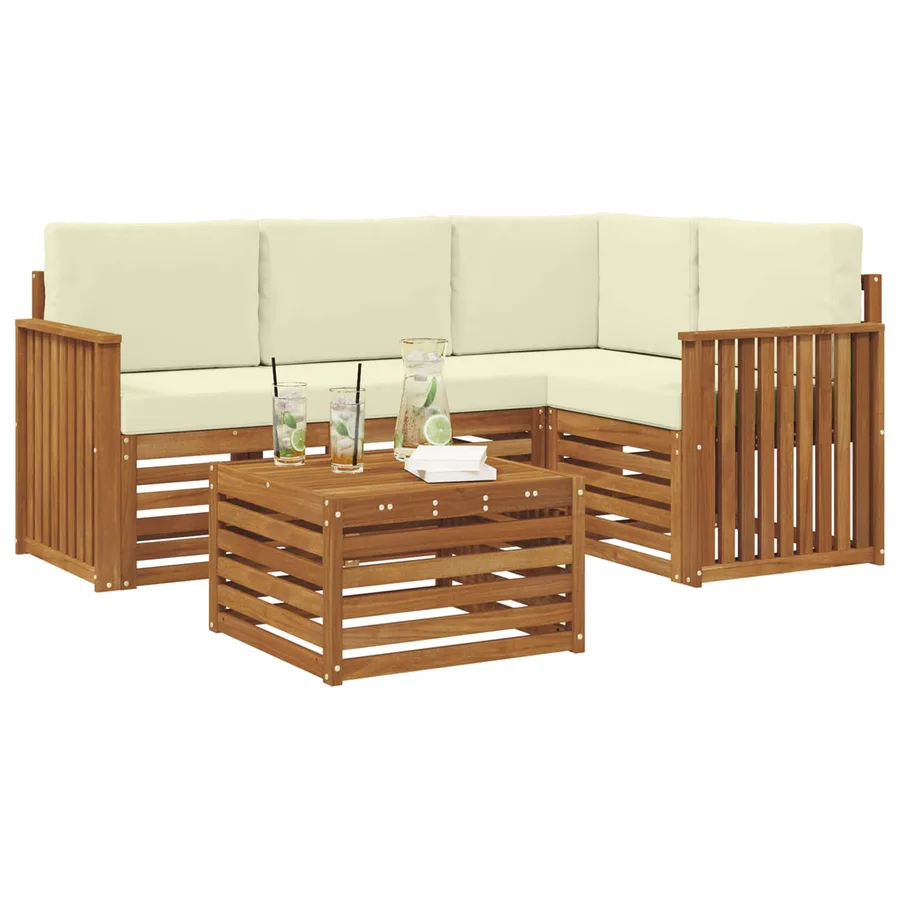 Ensemble de canapés d'extérieur 5 pcs Naturel et Crème - 3