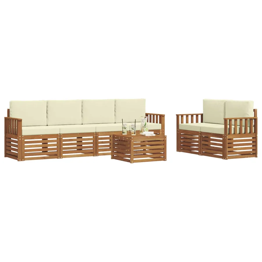 Ensemble de canapés d'extérieur 7 pcs Naturel et Crème - 3