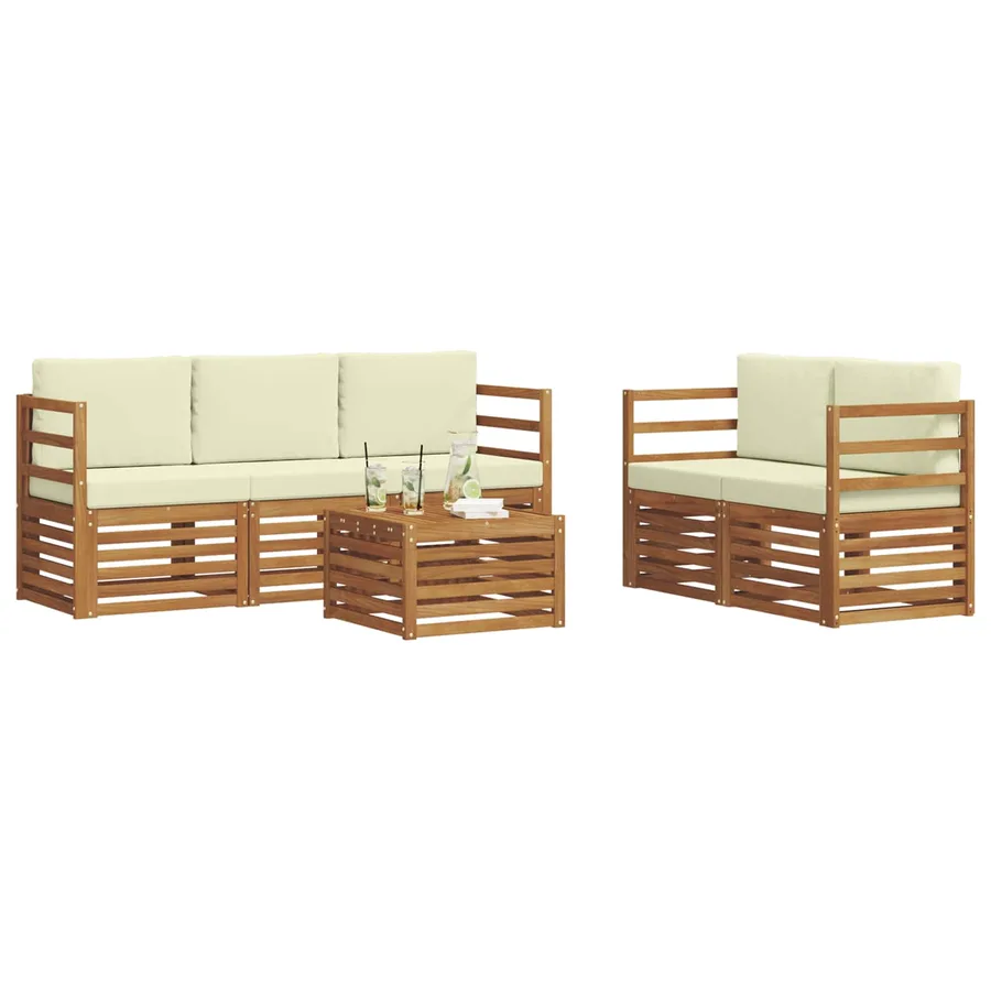 Ensembles de canapés avec coussin 6 pcs Naturel et Crème - 3
