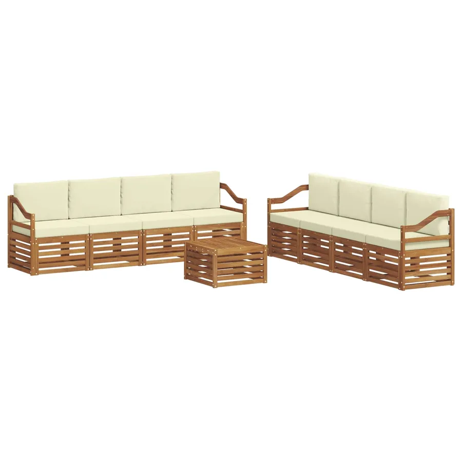 Ensembles de canapés avec coussin 9 pcs Naturel et Crème - 2
