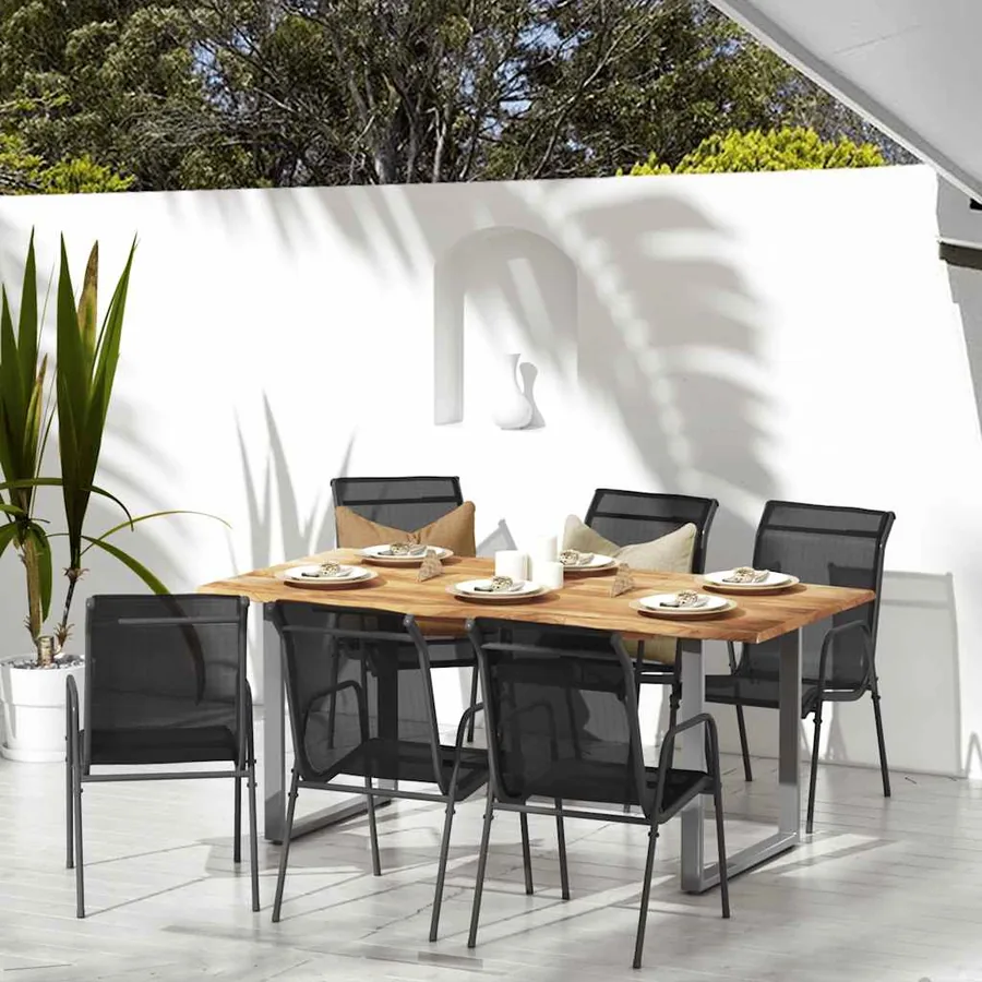 Garden chairs set of 6 Steel and textilene Black