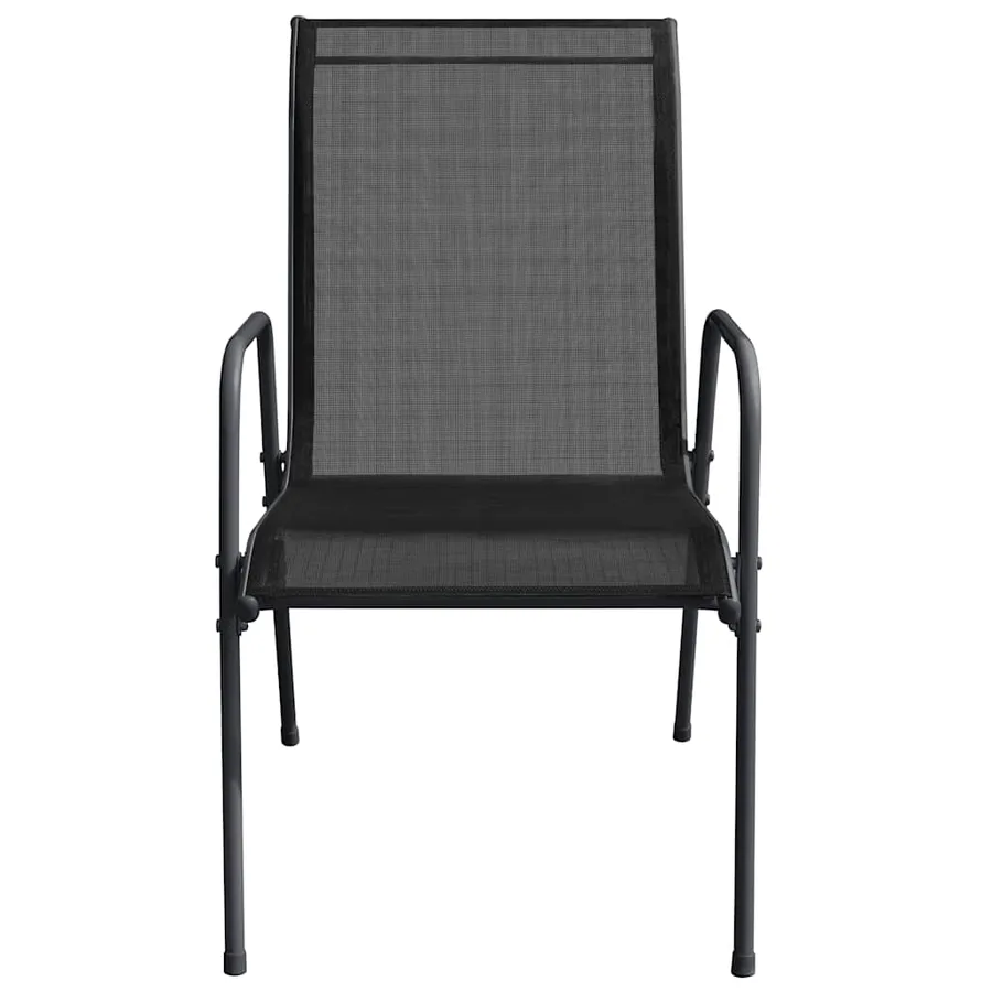 Chaises de jardin lot de 6 Acier et textilène Noir - 4