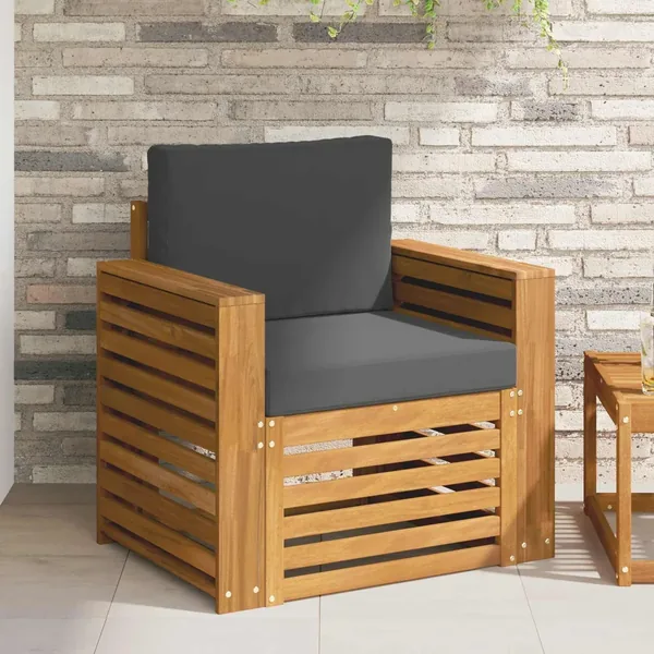 Canapé d’extérieur Bois d'acacia massif et polyester Naturel