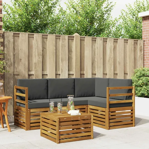 Ensemble de canapés d'extérieur 5 pcs Naturel et Anthracite