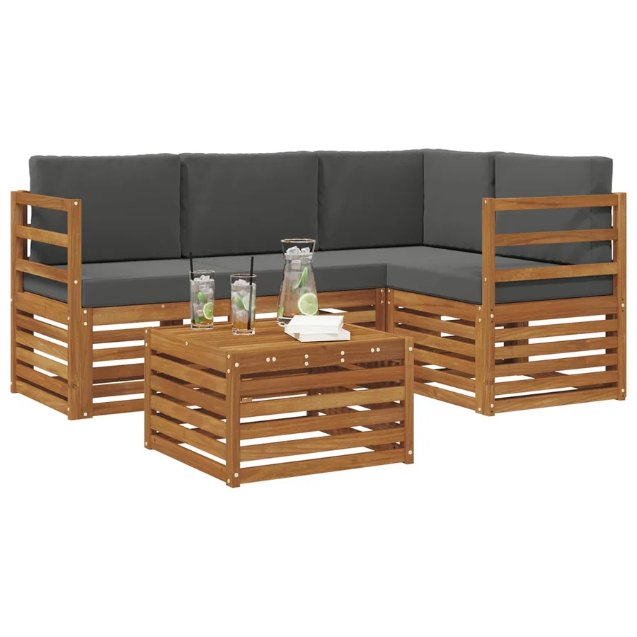 Ensemble de canapés d'extérieur 5 pcs Naturel et Anthracite - 3