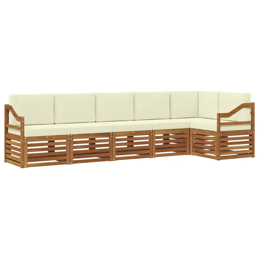 Ensemble de canapé d'angle avec coussin 6 pcs Naturel et Crème - 2