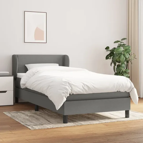 Slatted bed base with mattress Dark grey 80x200 cm Fabric