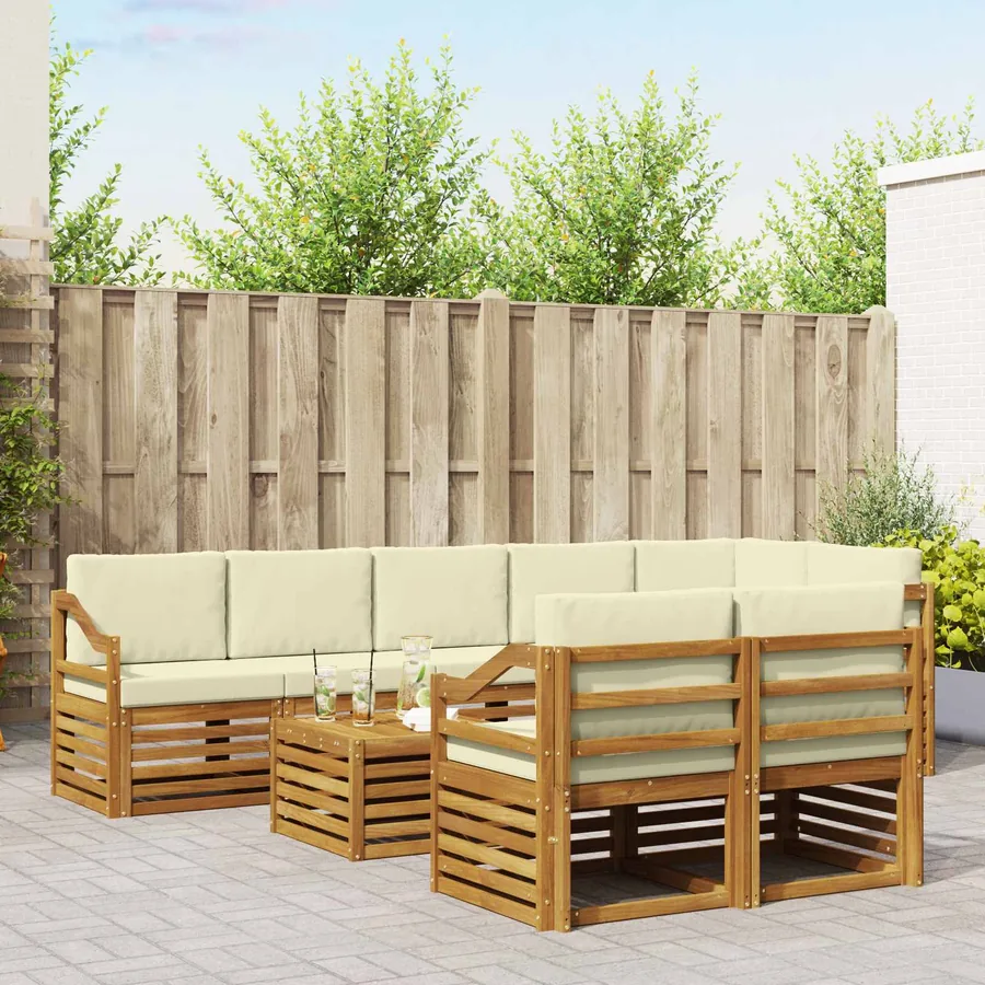 Ensembles de canapés avec coussin 9 pcs Naturel et Crème