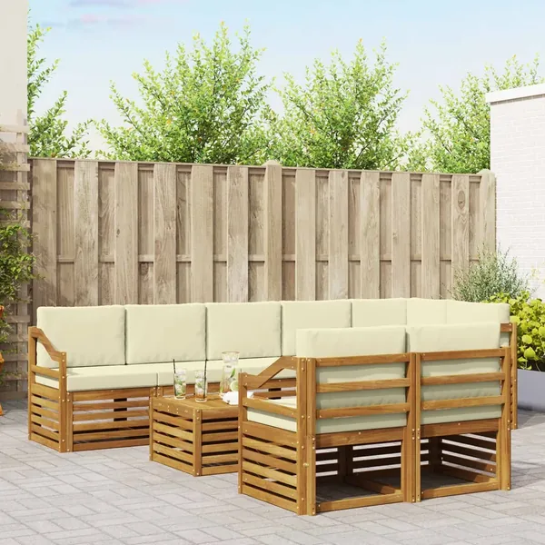 Ensembles de canapés avec coussin 9 pcs Naturel et Crème