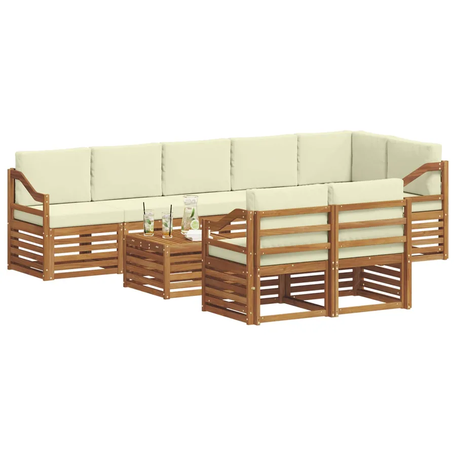 Ensembles de canapés avec coussin 9 pcs Naturel et Crème - 3