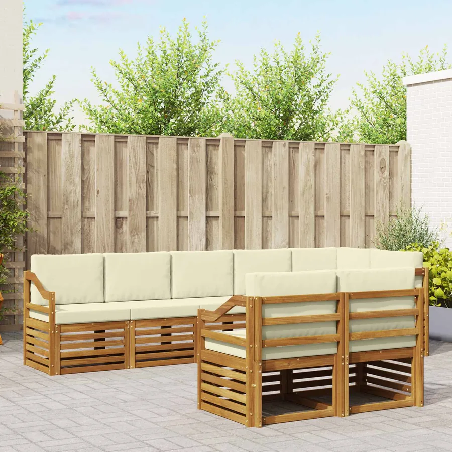 Ensembles de canapés avec coussin 8 pcs Naturel et Crème