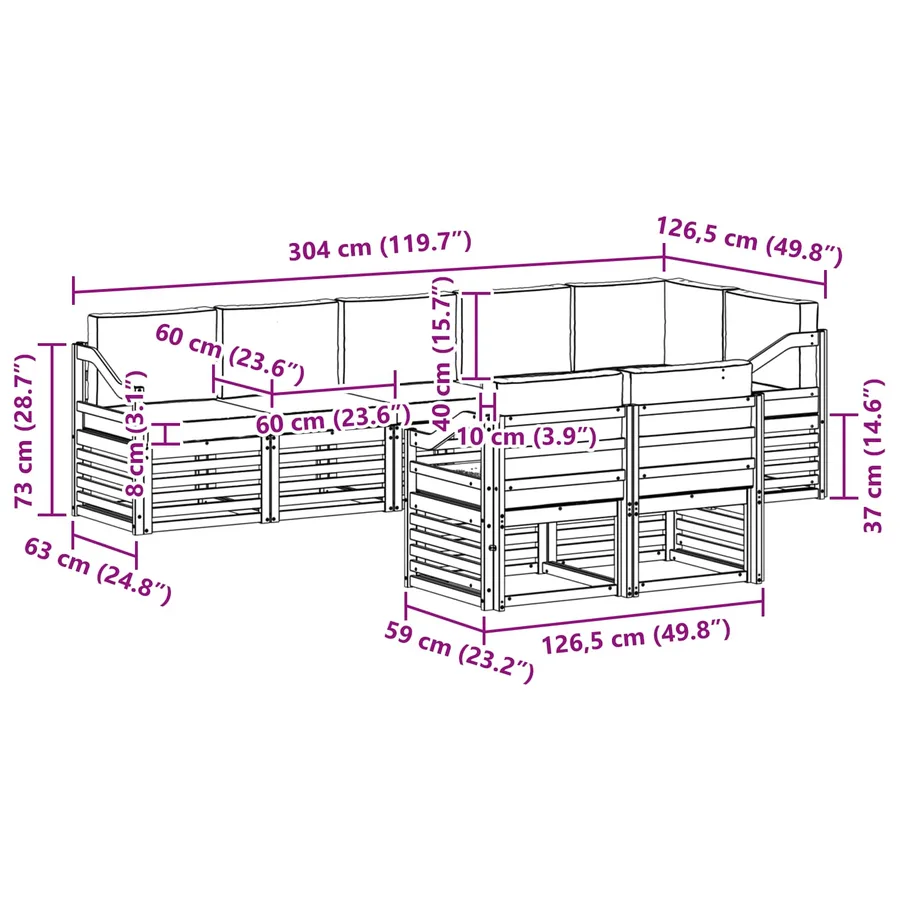 Ensembles de canapés avec coussin 8 pcs Naturel et Crème - 10