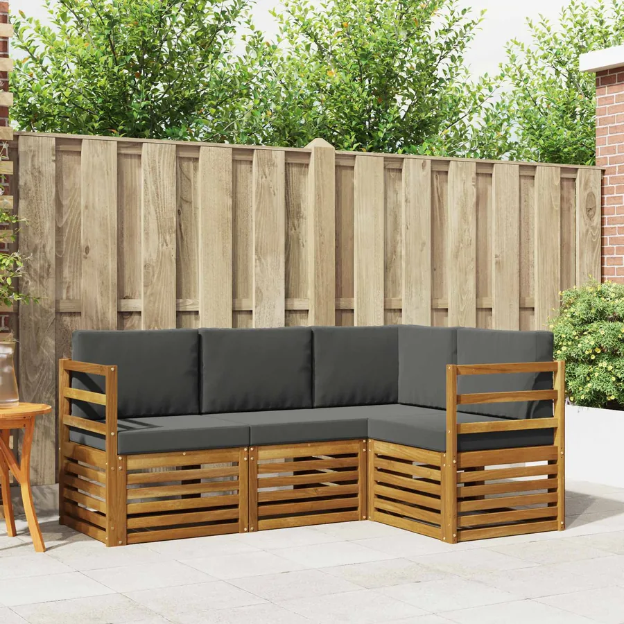 Ensembles de canapés avec coussin 4 pcs Naturel et Anthracite