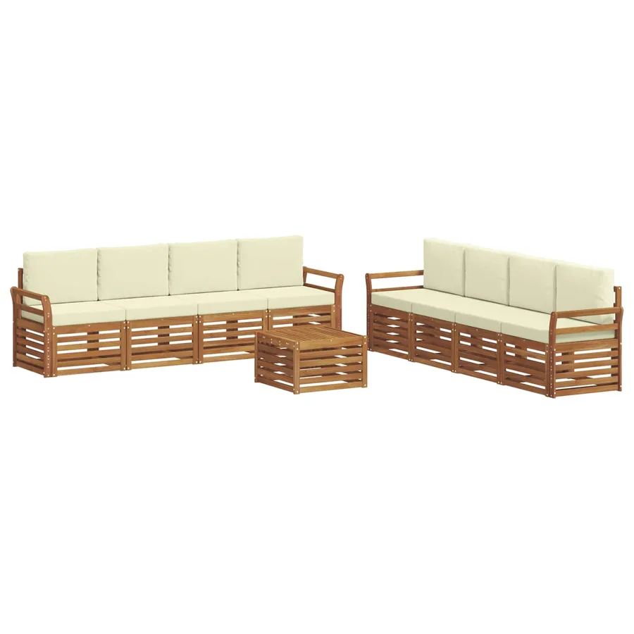 Ensembles de canapés avec coussin 9 pcs Naturel et Crème - 2