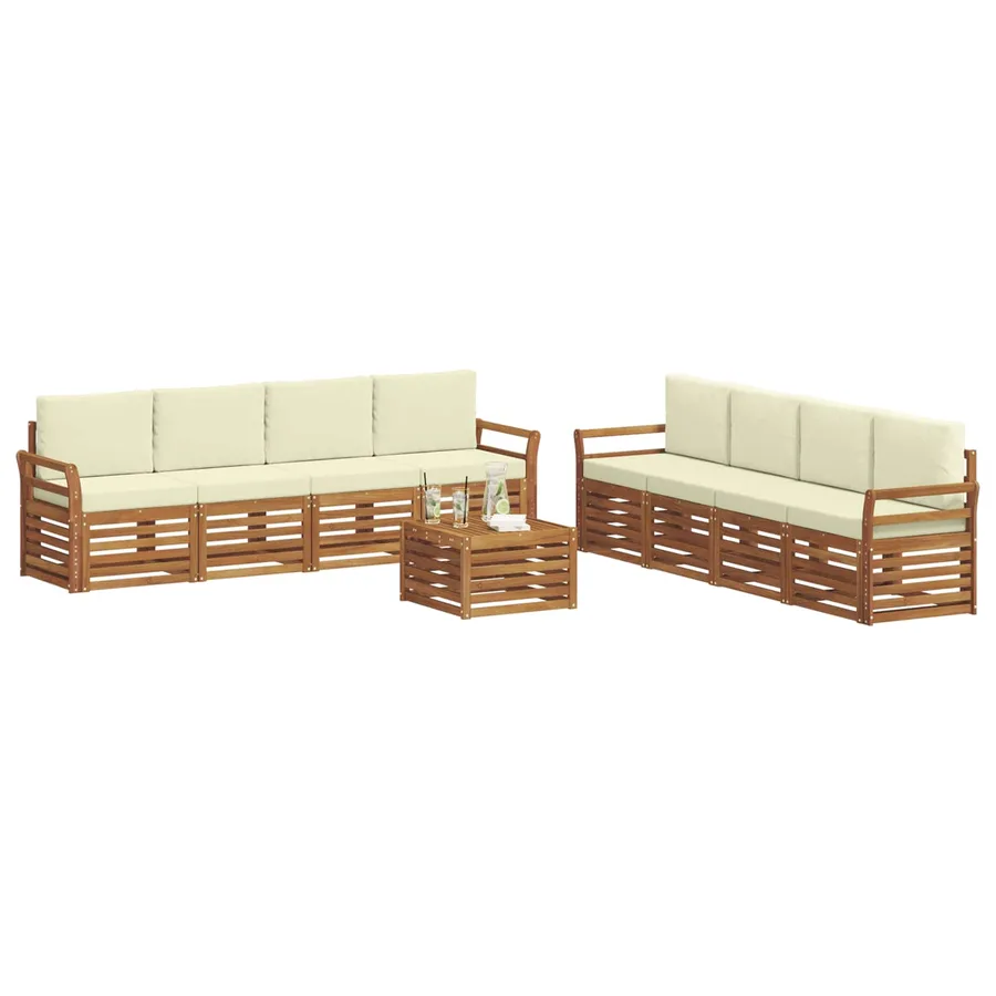 Ensembles de canapés avec coussin 9 pcs Naturel et Crème - 3