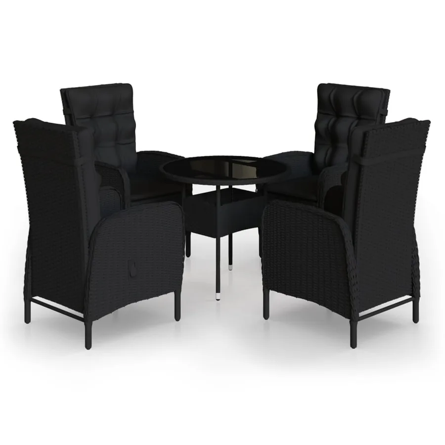 Ensemble de bistro de jardin 5 pcs Résine tressée Noir - 2