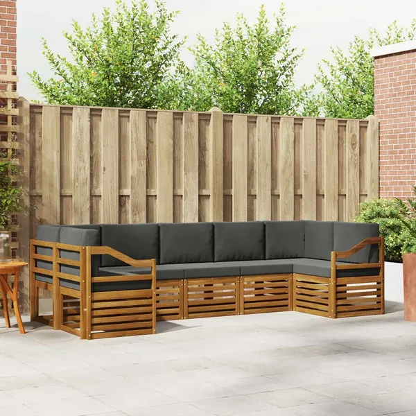 Ensemble de canapé d'angle 7 pcs Naturel et Anthracite