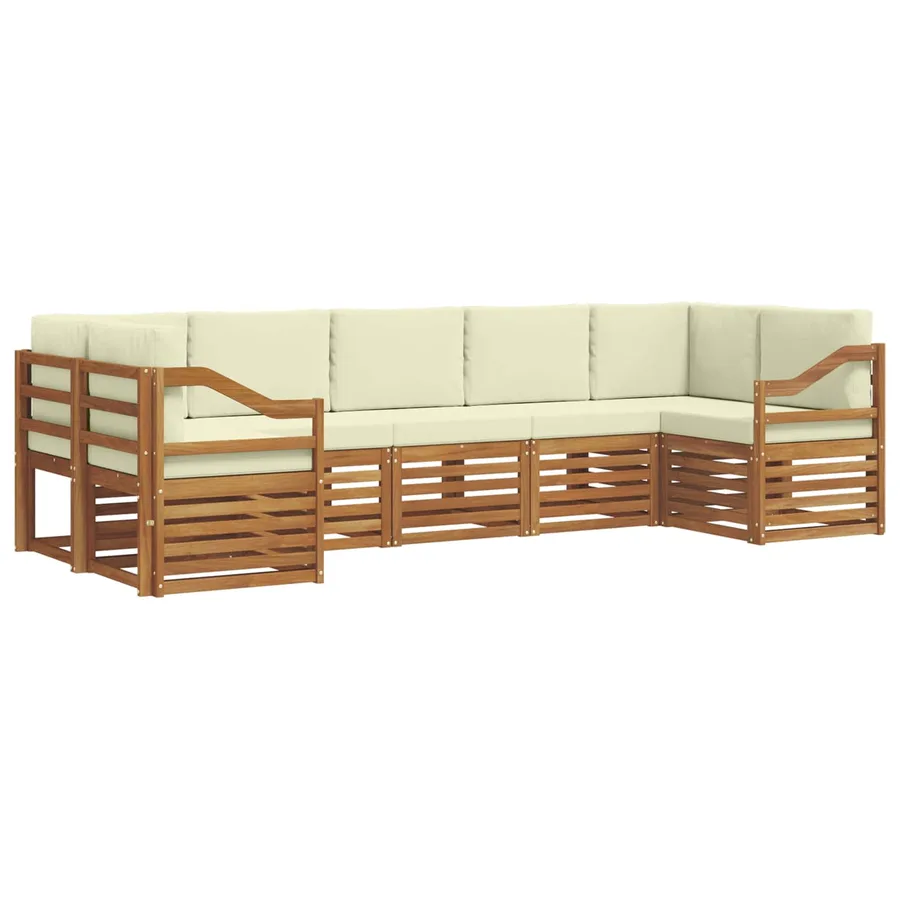 Ensemble de canapé d'angle avec coussin 7 pcs Naturel et Crème - 2