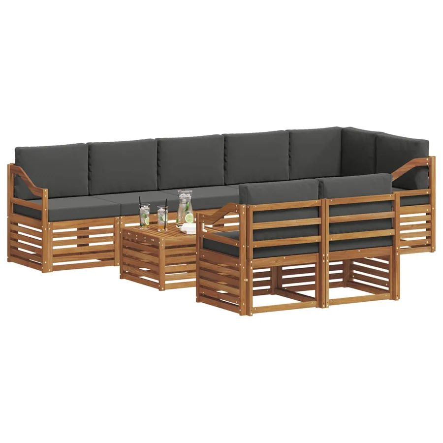 Ensembles de canapés avec coussin 9 pcs Naturel et Anthracite - 3