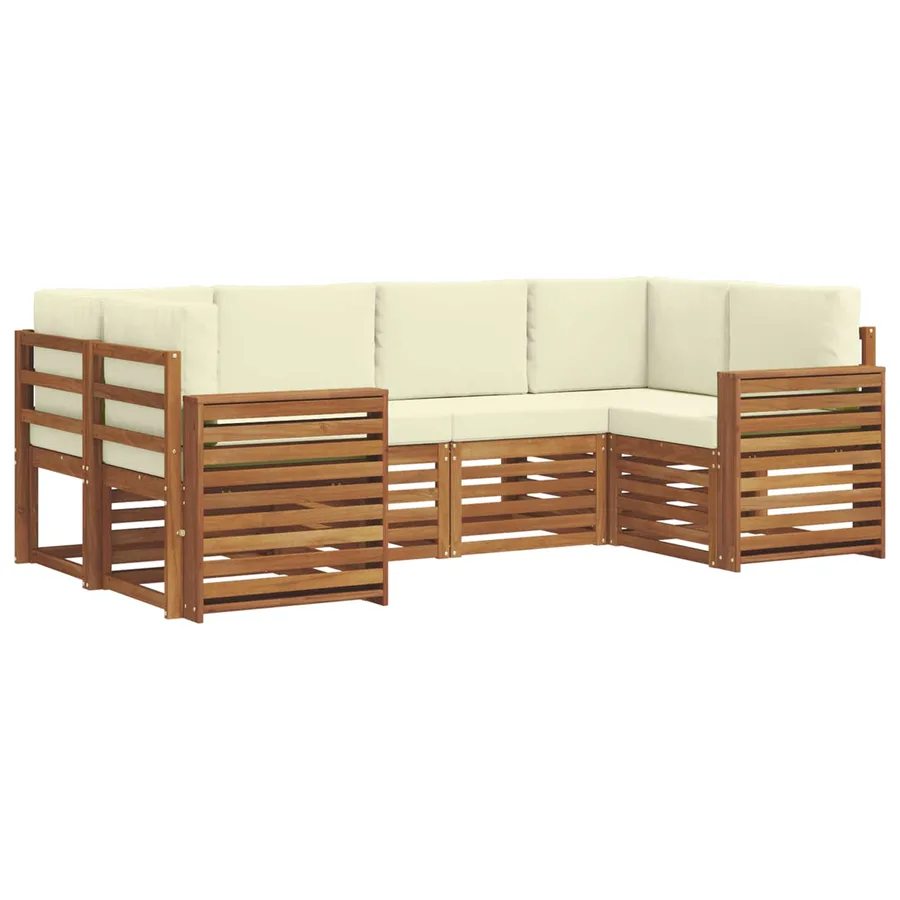 Ensemble de canapé d'angle avec coussin 6 pcs Naturel et Crème - 2