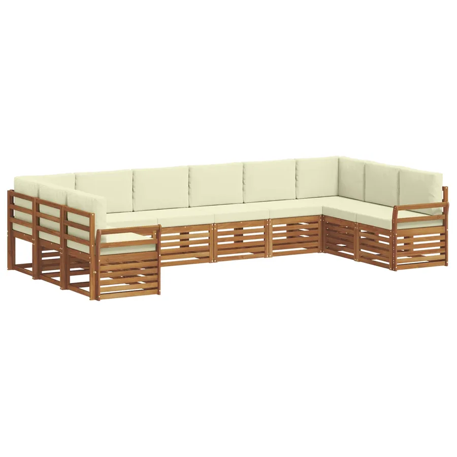 Ensemble de canapé d'angle avec coussin 10 pcs Naturel et Crème - 2