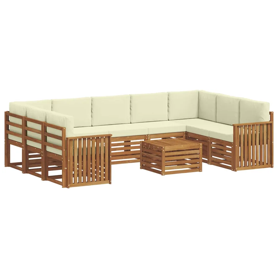 Ensembles de canapés avec coussin 10 pcs Naturel et Crème - 2