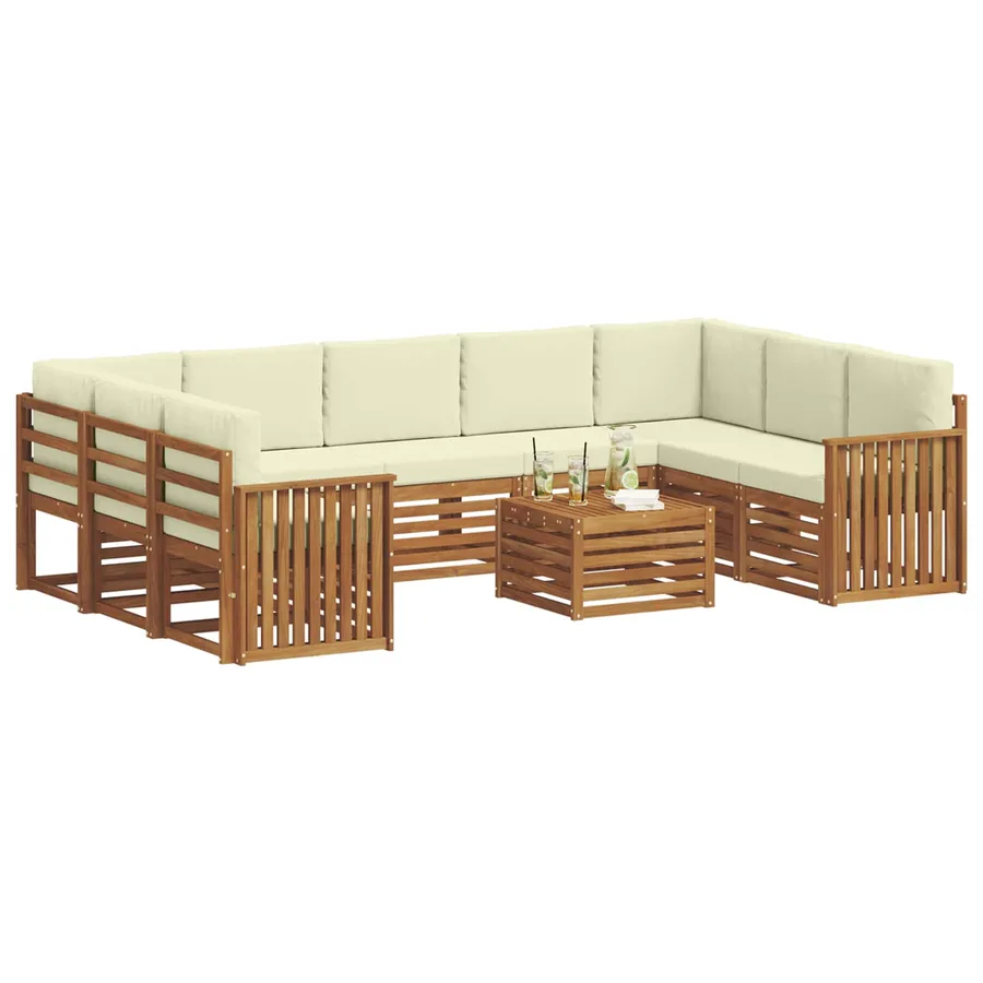 Ensembles de canapés avec coussin 10 pcs Naturel et Crème - 3