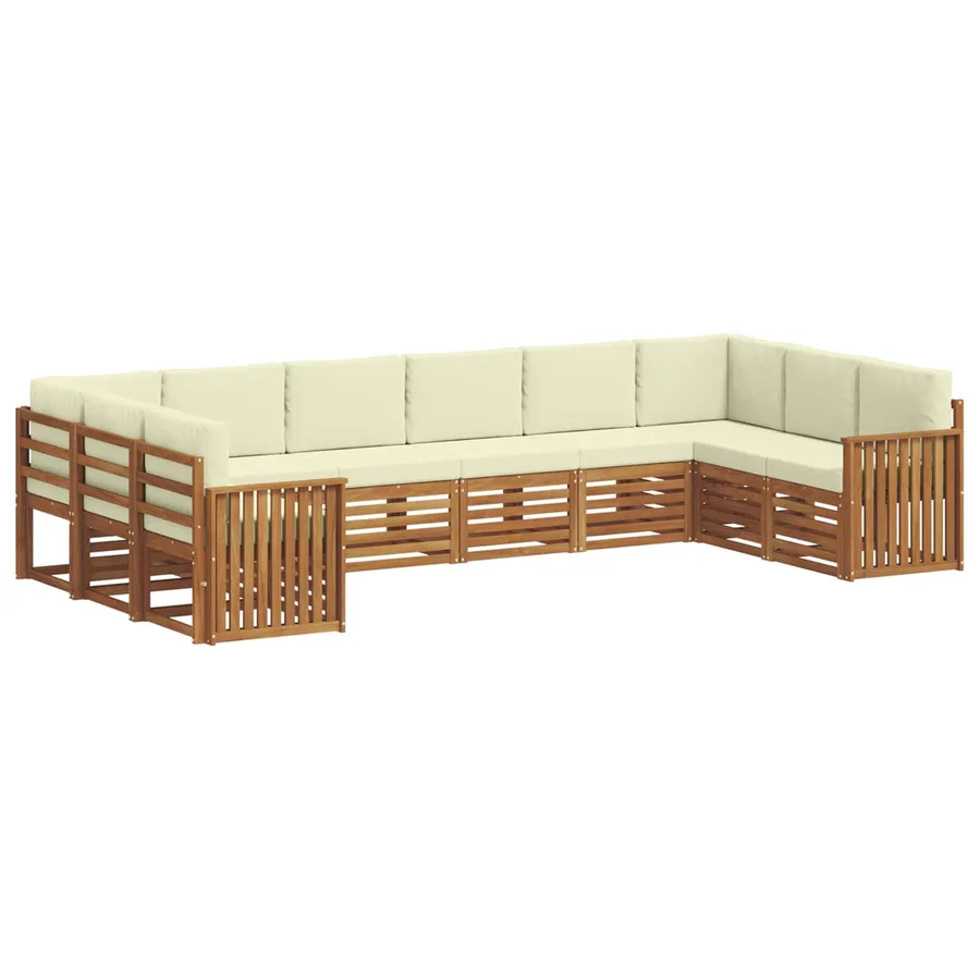 Ensemble de canapé d'angle avec coussin 10 pcs Naturel et Crème - 2