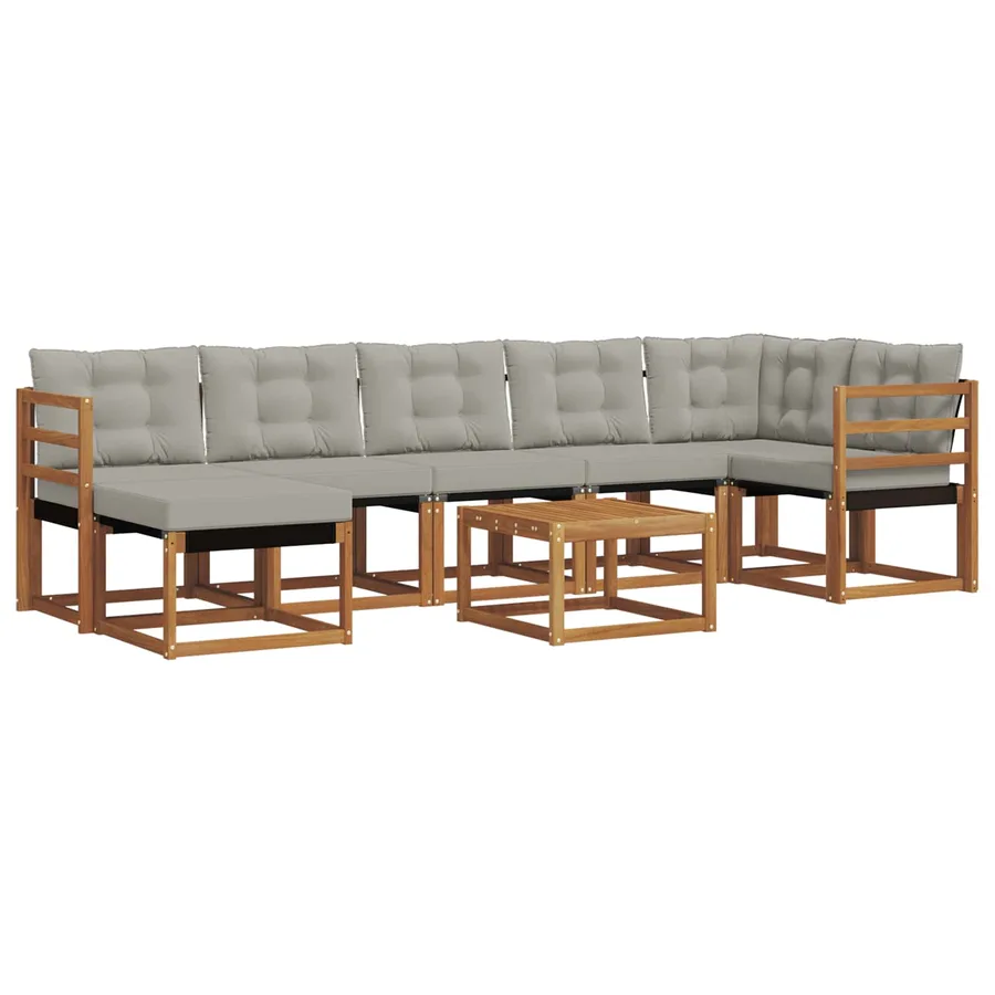 Ensemble de canapés d'extérieur 8 pcs Gris Naturel et Clair - 2