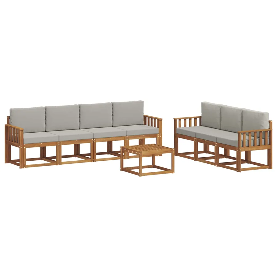 Ensemble de canapés d'extérieur 8 pcs Gris Naturel et Clair - 2