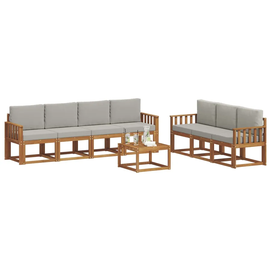 Ensemble de canapés d'extérieur 8 pcs Gris Naturel et Clair - 3