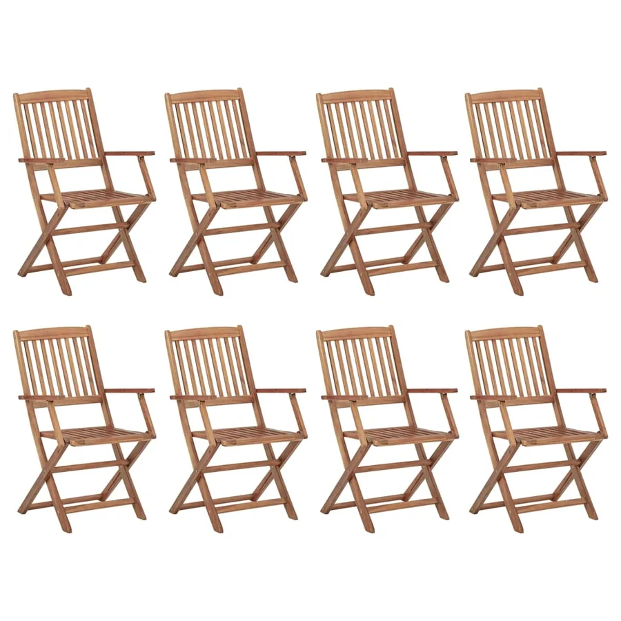 Outdoor folding chairs and cushions set of 8 Acacia wood - 3