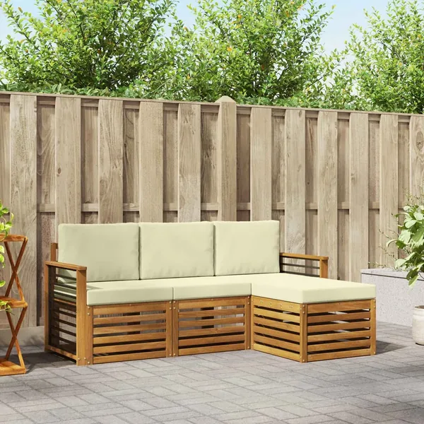 Ensemble de canapés d'extérieur 4 pcs Naturel et Crème