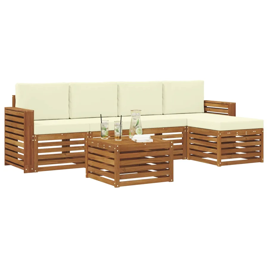 Ensemble de canapés d'extérieur 6 pcs Naturel et Crème - 3