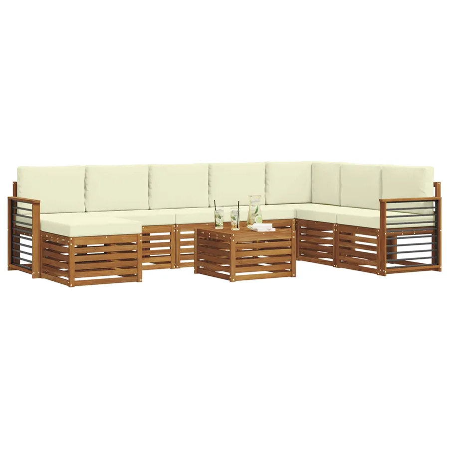 Ensemble de canapés d'extérieur 9 pcs Naturel et Crème - 3