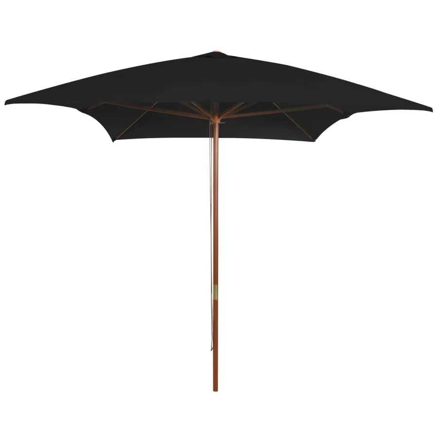 Parasol de jardin avec mât en bois noir 200x300 cm