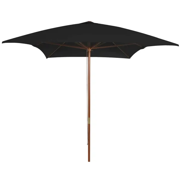 Parasol de jardin avec mât en bois noir 200x300 cm